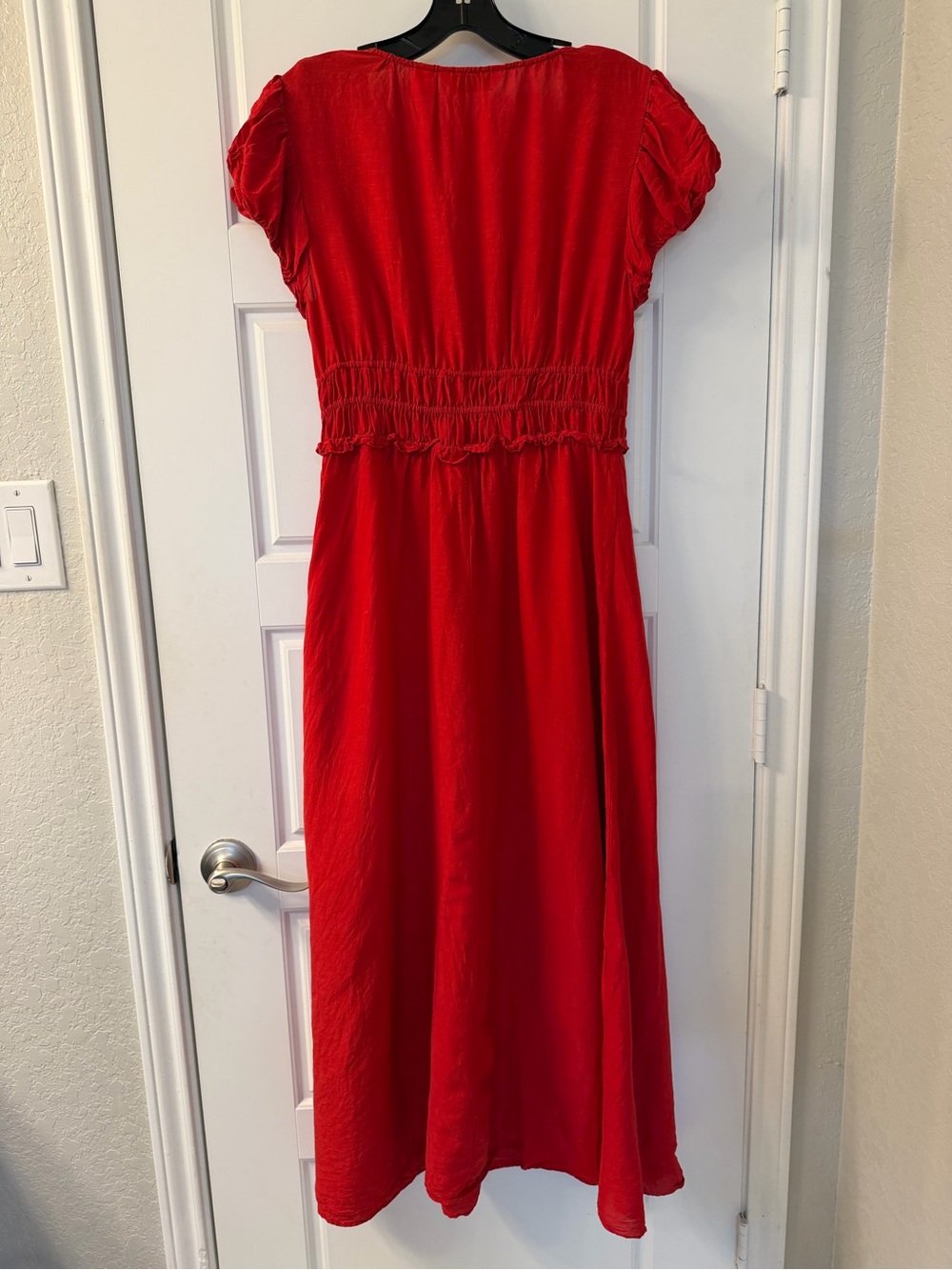 & Other Stories | Boho V Neck Midi Dress w Tier Hem and Ruffle Sleeves | Sz 8 - Picture 6 of 13
